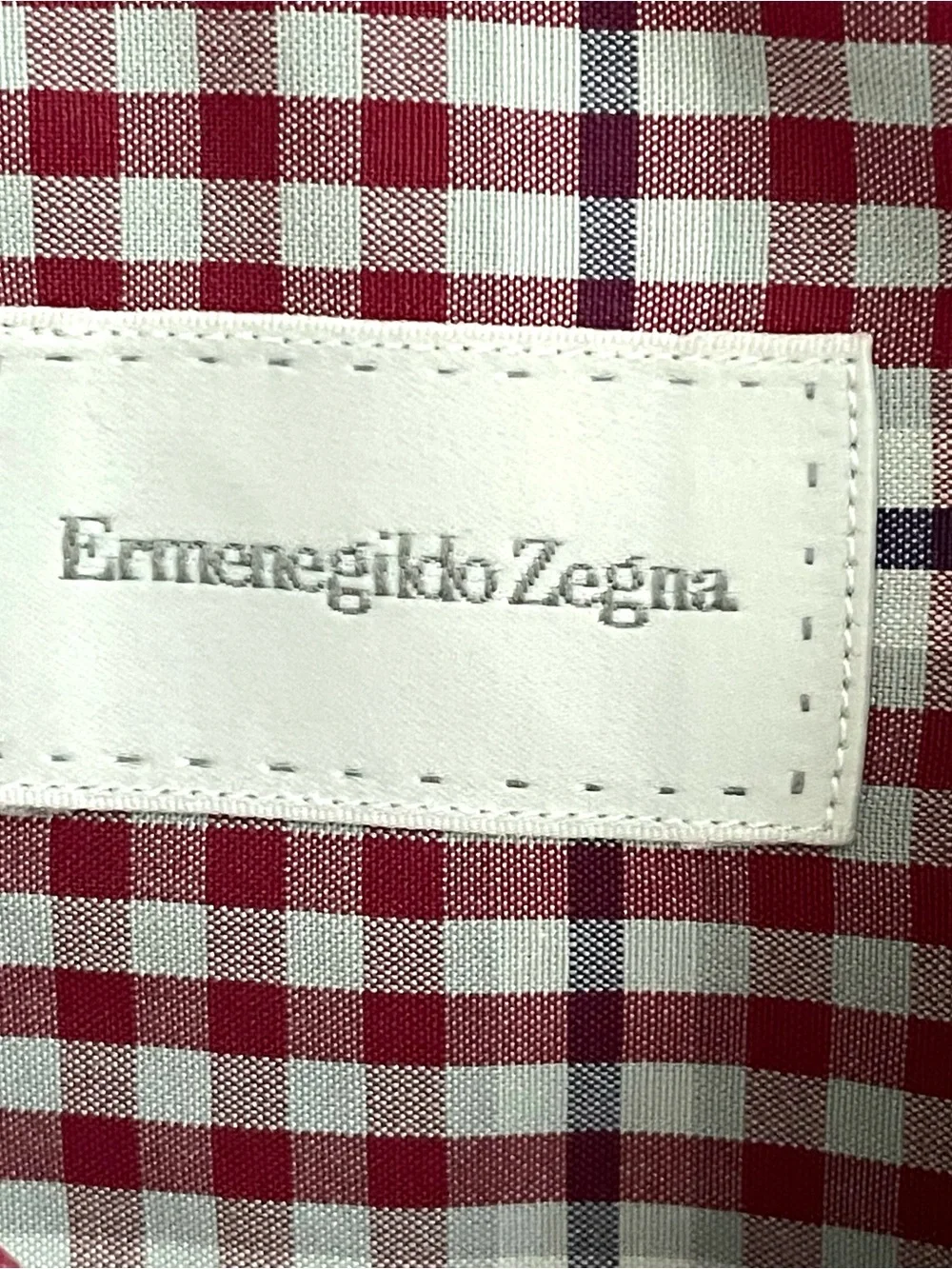 Ermenegildo Zegna Size Large Red Check Men's Button Down Dress Shirt Pocket READ